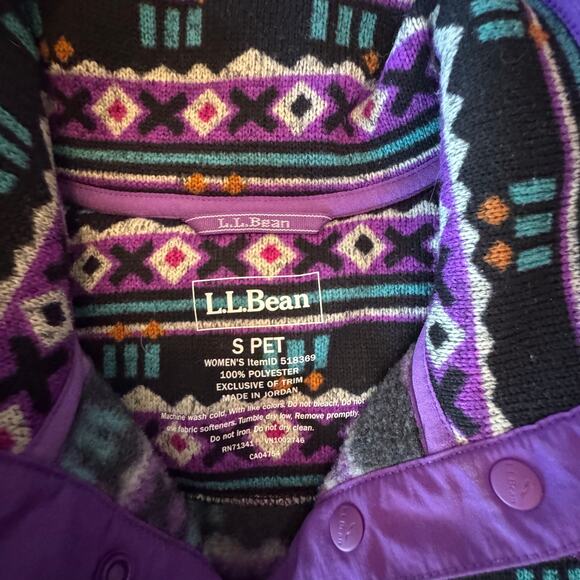 LL Bean Women Sweater Fleece Pullover 1/4 button retro vintage purple small pet - Picture 4 of 9